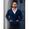 Runcati Mens Cardigan Sweaters V Neck Button Down Long Sleeve Casual Cardigan Slim Fit Knit Sweater with Pockets(Navy)