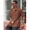 Runcati Men’s Casual Button Down Shirts Short Sleeve Textured Shirt Summer Beach Tops(Brown)