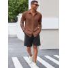 Runcati Men’s Casual Button Down Shirts Short Sleeve Textured Shirt Summer Beach Tops(Brown)