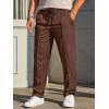 Runcati Mens Casual Sweat Pants Pleated Drawstring Elastic Waist Waffle Straight Leg Joggers Sweatpants with Pockets(Coffee)