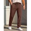 Runcati Mens Casual Sweat Pants Pleated Drawstring Elastic Waist Waffle Straight Leg Joggers Sweatpants with Pockets(Coffee)