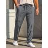 Runcati Mens Casual Sweat Pants Pleated Drawstring Elastic Waist Waffle Straight Leg Joggers Sweatpants with Pockets(Gray)