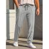 Runcati Mens Casual Sweat Pants Pleated Drawstring Elastic Waist Waffle Straight Leg Joggers Sweatpants with Pockets(Light Gray)