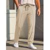 Runcati Mens Casual Sweat Pants Pleated Drawstring Elastic Waist Waffle Straight Leg Joggers Sweatpants with Pockets(Light Khaki)