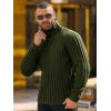 Runcati Mens Chunky Turtleneck Sweaters Cable Knitted Casual Slim Fit Fall Winter Warm Pullover Sweater(Army Green)