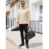 Runcati Mens Chunky Turtleneck Sweaters Cable Knitted Casual Slim Fit Fall Winter Warm Pullover Sweater(Beige)