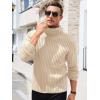 Runcati Mens Chunky Turtleneck Sweaters Cable Knitted Casual Slim Fit Fall Winter Warm Pullover Sweater(Beige)