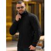Runcati Mens Chunky Turtleneck Sweaters Cable Knitted Casual Slim Fit Fall Winter Warm Pullover Sweater(Black)
