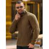 Runcati Mens Chunky Turtleneck Sweaters Cable Knitted Casual Slim Fit Fall Winter Warm Pullover Sweater(Khaki)