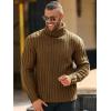 Runcati Mens Chunky Turtleneck Sweaters Cable Knitted Casual Slim Fit Fall Winter Warm Pullover Sweater(Khaki)