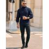 Runcati Mens Chunky Turtleneck Sweaters Cable Knitted Casual Slim Fit Fall Winter Warm Pullover Sweater(Navy)