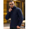 Runcati Mens Chunky Turtleneck Sweaters Cable Knitted Casual Slim Fit Fall Winter Warm Pullover Sweater(Navy)