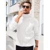 Runcati Mens Chunky Turtleneck Sweaters Cable Knitted Casual Slim Fit Fall Winter Warm Pullover Sweater(White)