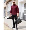 Runcati Mens Chunky Turtleneck Sweaters Cable Knitted Casual Slim Fit Fall Winter Warm Pullover Sweater(Wine Red)