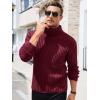 Runcati Mens Chunky Turtleneck Sweaters Cable Knitted Casual Slim Fit Fall Winter Warm Pullover Sweater(Wine Red)