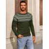 Runcati Mens Crew Neck Sweater Casual Fair Isle Knit Pullover Long Sleeve Fall Winter Chunky Sweaters(Army Green)