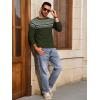 Runcati Mens Crew Neck Sweater Casual Fair Isle Knit Pullover Long Sleeve Fall Winter Chunky Sweaters(Army Green)