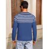 Runcati Mens Crew Neck Sweater Casual Fair Isle Knit Pullover Long Sleeve Fall Winter Chunky Sweaters(Blue)