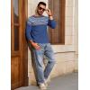 Runcati Mens Crew Neck Sweater Casual Fair Isle Knit Pullover Long Sleeve Fall Winter Chunky Sweaters(Blue)