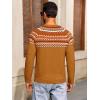 Runcati Mens Crew Neck Sweater Casual Fair Isle Knit Pullover Long Sleeve Fall Winter Chunky Sweaters(Brown)
