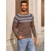 Runcati Mens Crew Neck Sweater Casual Fair Isle Knit Pullover Long Sleeve Fall Winter Chunky Sweaters(Coffee)