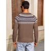 Runcati Mens Crew Neck Sweater Casual Fair Isle Knit Pullover Long Sleeve Fall Winter Chunky Sweaters(Coffee)