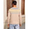 Runcati Mens Crew Neck Sweater Casual Fair Isle Knit Pullover Long Sleeve Fall Winter Chunky Sweaters(Khaki)
