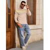 Runcati Mens Crew Neck Sweater Casual Fair Isle Knit Pullover Long Sleeve Fall Winter Chunky Sweaters(Khaki)