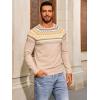 Runcati Mens Crew Neck Sweater Casual Fair Isle Knit Pullover Long Sleeve Fall Winter Chunky Sweaters(Khaki)
