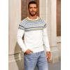 Runcati Mens Crew Neck Sweater Casual Fair Isle Knit Pullover Long Sleeve Fall Winter Chunky Sweaters(White)