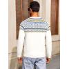 Runcati Mens Crew Neck Sweater Casual Fair Isle Knit Pullover Long Sleeve Fall Winter Chunky Sweaters(White)