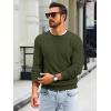 Runcati Mens Crewneck Sweater Casual Textured Knitted Thermal Pullover Sweaters(Army Green)