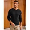 Runcati Mens Crewneck Sweater Casual Textured Knitted Thermal Pullover Sweaters(Black)