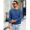 Runcati Mens Crewneck Sweater Casual Textured Knitted Thermal Pullover Sweaters(Blue Gray)