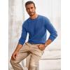 Runcati Mens Crewneck Sweater Casual Textured Knitted Thermal Pullover Sweaters(Blue Gray)