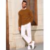 Runcati Mens Crewneck Sweater Casual Textured Knitted Thermal Pullover Sweaters(Brown)