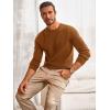 Runcati Mens Crewneck Sweater Casual Textured Knitted Thermal Pullover Sweaters(Brown)