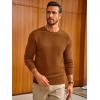 Runcati Mens Crewneck Sweater Casual Textured Knitted Thermal Pullover Sweaters(Brown)