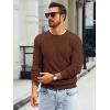 Runcati Mens Crewneck Sweater Casual Textured Knitted Thermal Pullover Sweaters(Coffee)