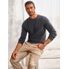 Runcati Mens Crewneck Sweater Casual Textured Knitted Thermal Pullover Sweaters(Dark Gray)