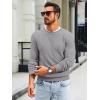 Runcati Mens Crewneck Sweater Casual Textured Knitted Thermal Pullover Sweaters(Gray)