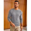 Runcati Mens Crewneck Sweater Casual Textured Knitted Thermal Pullover Sweaters(Gray)