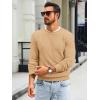 Runcati Mens Crewneck Sweater Casual Textured Knitted Thermal Pullover Sweaters(Khaki)