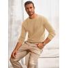 Runcati Mens Crewneck Sweater Casual Textured Knitted Thermal Pullover Sweaters(Khaki)