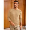 Runcati Mens Crewneck Sweater Casual Textured Knitted Thermal Pullover Sweaters(Khaki)