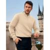Runcati Mens Crewneck Sweaters Casual Knit Lightweight Dress Sweater Long Sleeve Slim Fit Fall Winter Pullover(Apricot)