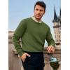 Runcati Mens Crewneck Sweaters Casual Knit Lightweight Dress Sweater Long Sleeve Slim Fit Fall Winter Pullover(Army Green)