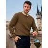 Runcati Mens Crewneck Sweaters Casual Knit Lightweight Dress Sweater Long Sleeve Slim Fit Fall Winter Pullover(Brown)