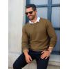 Runcati Mens Crewneck Sweaters Casual Knit Lightweight Dress Sweater Long Sleeve Slim Fit Fall Winter Pullover(Brown)