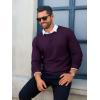 Runcati Mens Crewneck Sweaters Casual Knit Lightweight Dress Sweater Long Sleeve Slim Fit Fall Winter Pullover(Dark Purple)